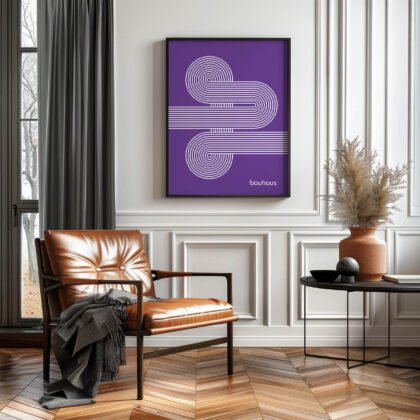 Bauhaus Art Print – Purple Moving Lines