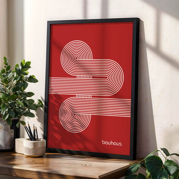 Bauhaus Poster Spiral Connection Red – Minimalist Art Print