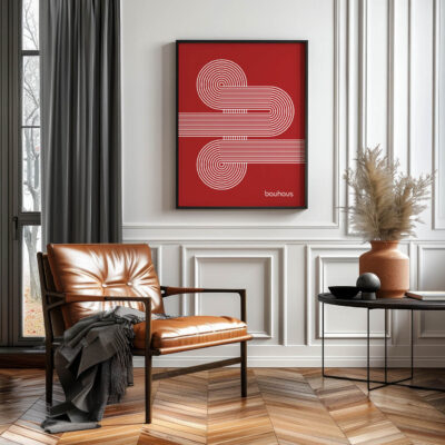 Bauhaus Poster Spiral Connection Red – Minimalist Art Print