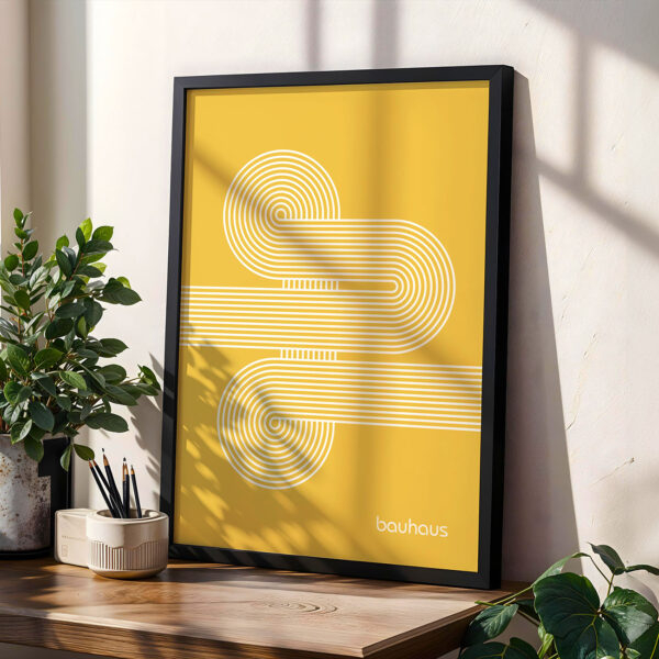 Bauhaus Poster Spiral Connection Yellow – Minimalist Art Print