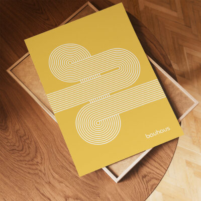 Bauhaus Poster Spiral Connection Yellow – Minimalist Art Print