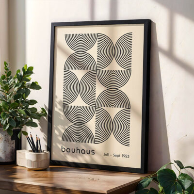 Bauhaus Poster Half Circles Black – Geometric Wall Art
