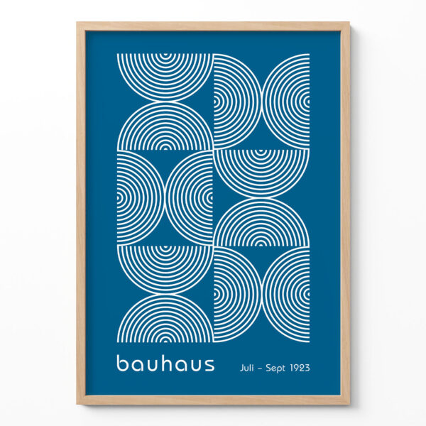 Bauhaus Poster Half Circles Blue – Modern Wall Art