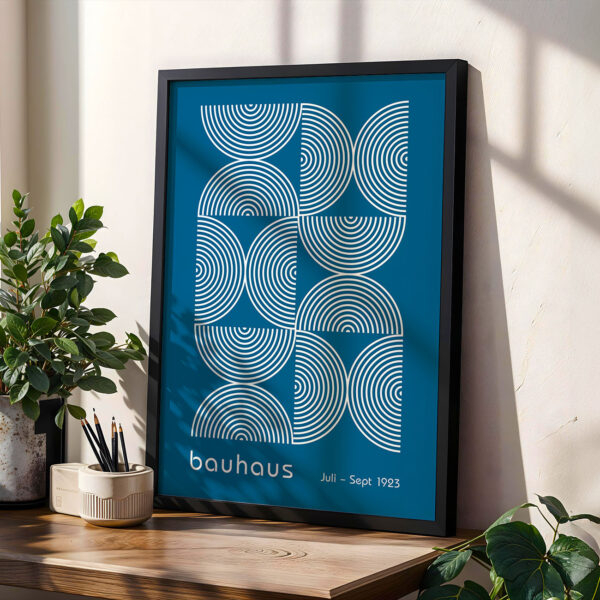 Bauhaus Poster Half Circles Blue – Modern Wall Art