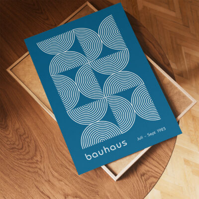 Bauhaus Poster Half Circles Blue – Modern Wall Art