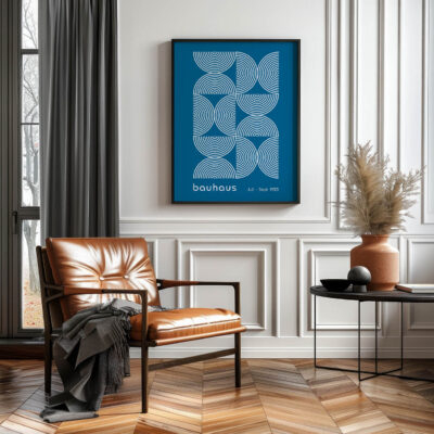 Bauhaus Poster Half Circles Blue – Modern Wall Art
