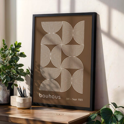 Bauhaus Poster Half Circles Brown – Minimalist Wall Art