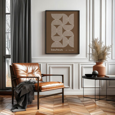 Bauhaus Poster Half Circles Brown – Minimalist Wall Art