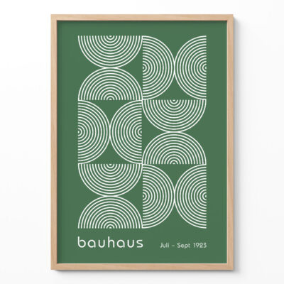 Bauhaus Poster Half Circles Green – Minimalist Art Print