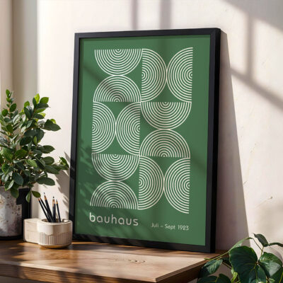 Bauhaus Poster Half Circles Green – Minimalist Art Print