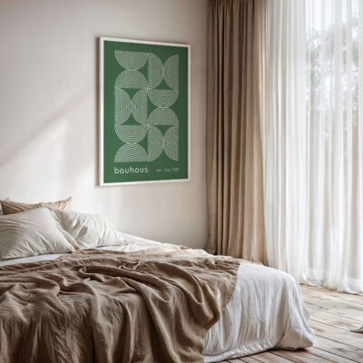 Bauhaus Poster Half Circles Green – Minimalist Art Print