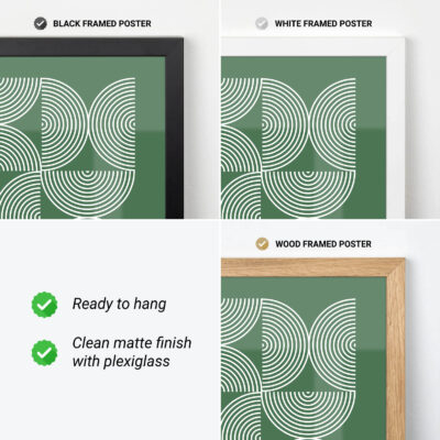 Bauhaus Poster Half Circles Green – Minimalist Art Print