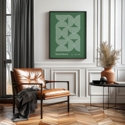 Bauhaus Poster Half Circles Green – Minimalist Art Print