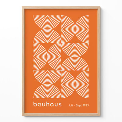 Bauhaus Poster Half Circles Orange – Minimalist Retro Print