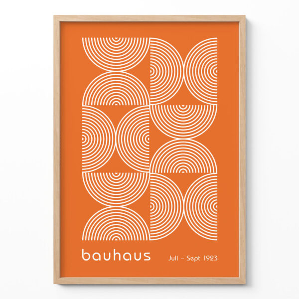 Bauhaus Poster Half Circles Orange – Minimalist Retro Print