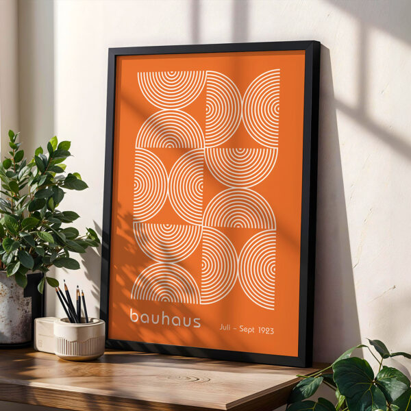 Bauhaus Poster Half Circles Orange – Minimalist Retro Print