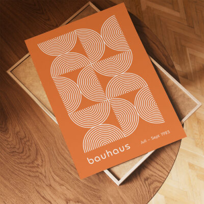 Bauhaus Poster Half Circles Orange – Minimalist Retro Print
