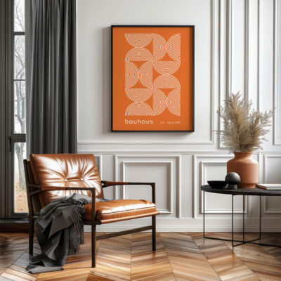 Bauhaus Poster Half Circles Orange – Minimalist Retro Print