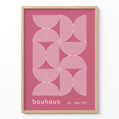 Bauhaus Poster Half Circles Pink – Mid Century Wall Art