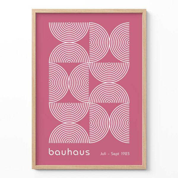 Bauhaus Poster Half Circles Pink – Mid Century Wall Art