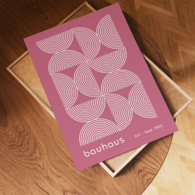 Bauhaus Poster Half Circles Pink – Mid Century Wall Art