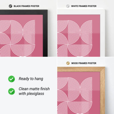 Bauhaus Poster Half Circles Pink – Mid Century Wall Art