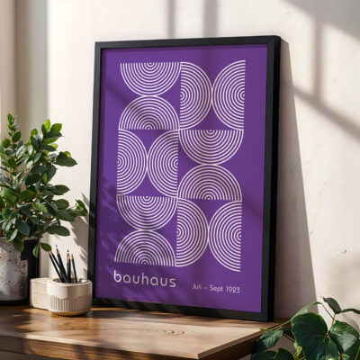 Bauhaus Poster Half Circles Purple – Geometric Art Print