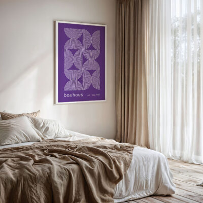 Bauhaus Poster Half Circles Purple – Geometric Art Print