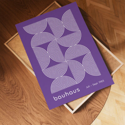 Bauhaus Poster Half Circles Purple – Geometric Art Print