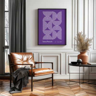 Bauhaus Poster Half Circles Purple – Geometric Art Print