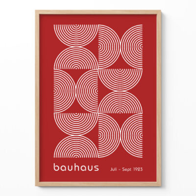 Bauhaus Poster Half Circles Red – Retro Art Print