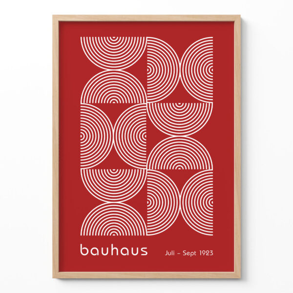 Bauhaus Poster Half Circles Red – Retro Art Print