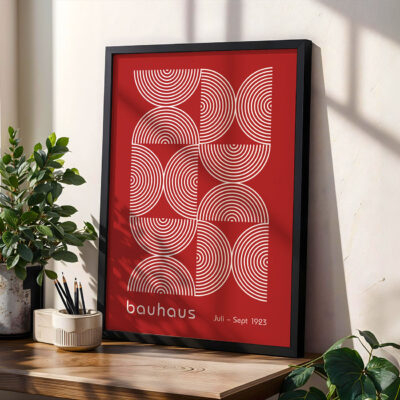 Bauhaus Poster Half Circles Red – Retro Art Print