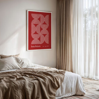 Bauhaus Poster Half Circles Red – Retro Art Print