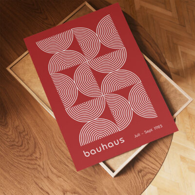 Bauhaus Poster Half Circles Red – Retro Art Print