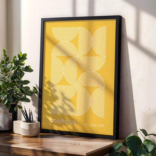 2 Piece Wall Art – Minimalist Bauhaus Poster Set Bauhaus Poster Half Circles Yellow – Modern Art Print
