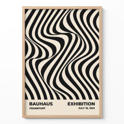 Bauhaus Art Print Optic Waves Black – Geometric Wall Art