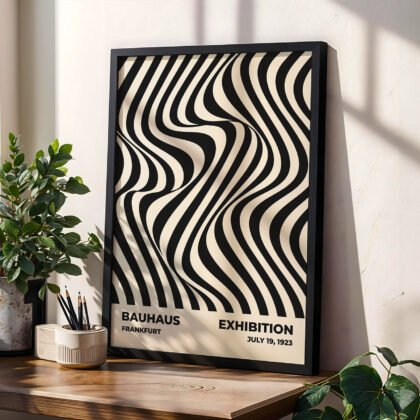 Bauhaus Wandbild – Bewegung schwarzer Wellen