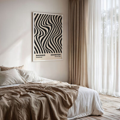 Bauhaus Art Print Optic Waves Black – Geometric Wall Art