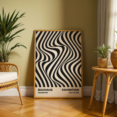 Bauhaus Art Print Optic Waves Black – Geometric Wall Art