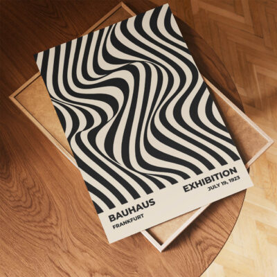 Bauhaus Art Print Optic Waves Black – Geometric Wall Art