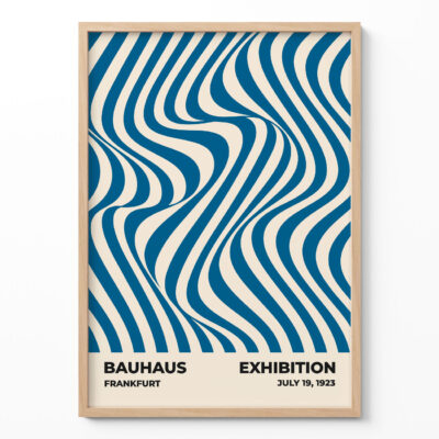 Bauhaus Art Print Optic Waves Blue – Mid Century Wall Art