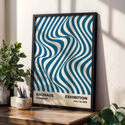 Bauhaus Art Print Optic Waves Blue – Mid Century Wall Art