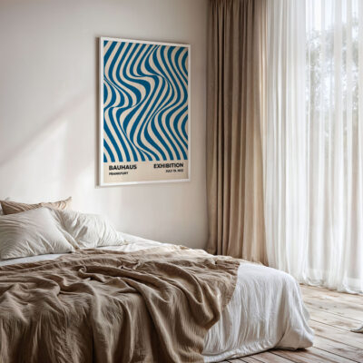 Bauhaus Art Print Optic Waves Blue – Mid Century Wall Art