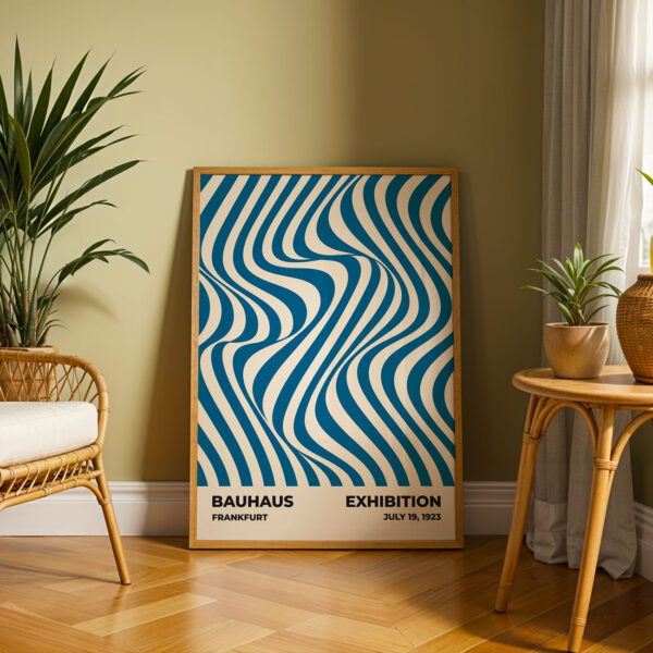 Bauhaus Art Print Optic Waves Blue – Mid Century Wall Art