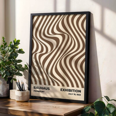 Bauhaus Poster Design Optic Waves Brown – Modern Wall Art