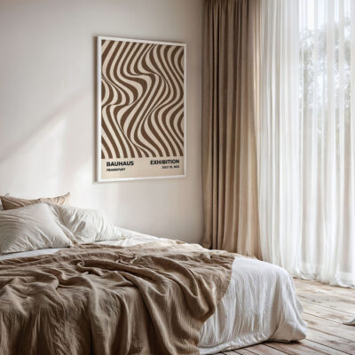 Bauhaus Poster Design Optic Waves Brown – Modern Wall Art