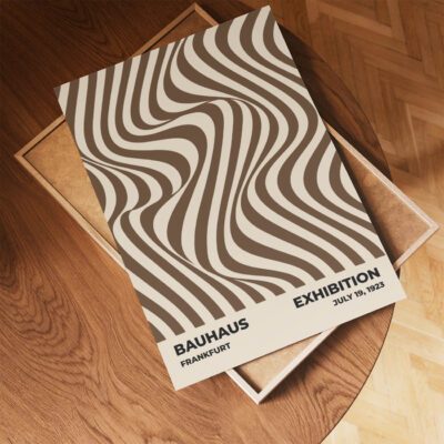 Bauhaus Poster Design Optic Waves Brown – Modern Wall Art