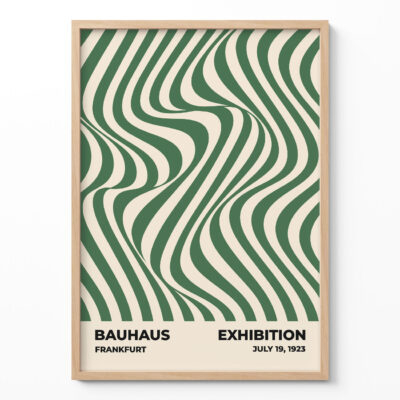 Bauhaus Poster Design Optic Waves Green – Retro Art Print
