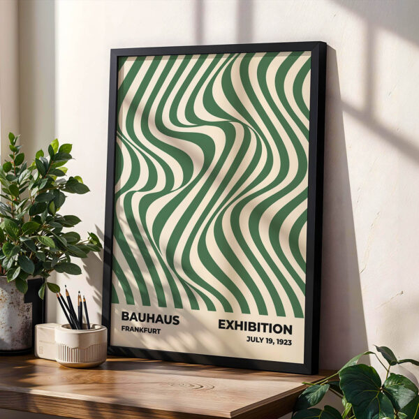 Bauhaus Poster Design Optic Waves Green – Retro Art Print